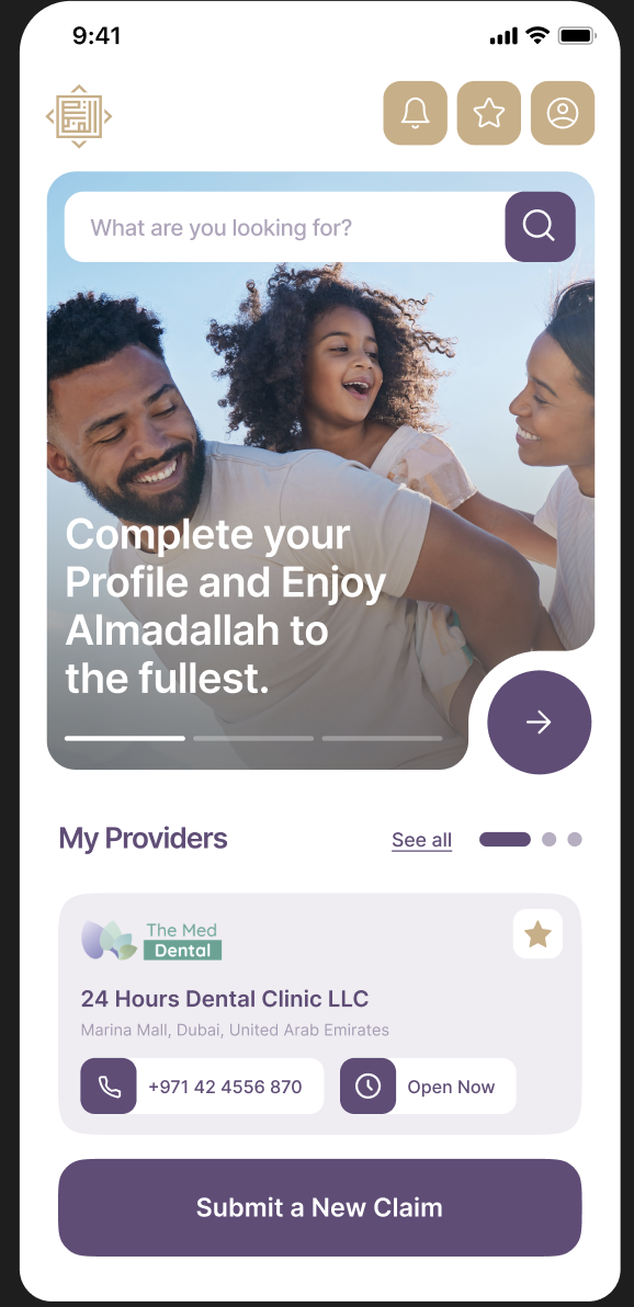 Almadallah home screen